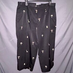 Coral Bay Golf Womens Black Embroidered Palm Tree Pineapple Golf Pants Size 16